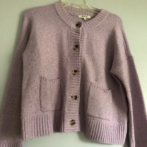 Madewell Lilac Button up Cardigan, size XXS, 2 pockets, loose fit
